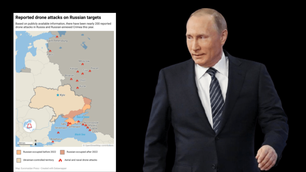 Here is a map of all Ukraine’s 2023 drone strikes on Russian targets. The skies above Russia have become a battleground as Ukraine’s drone warfare takes center stage.
