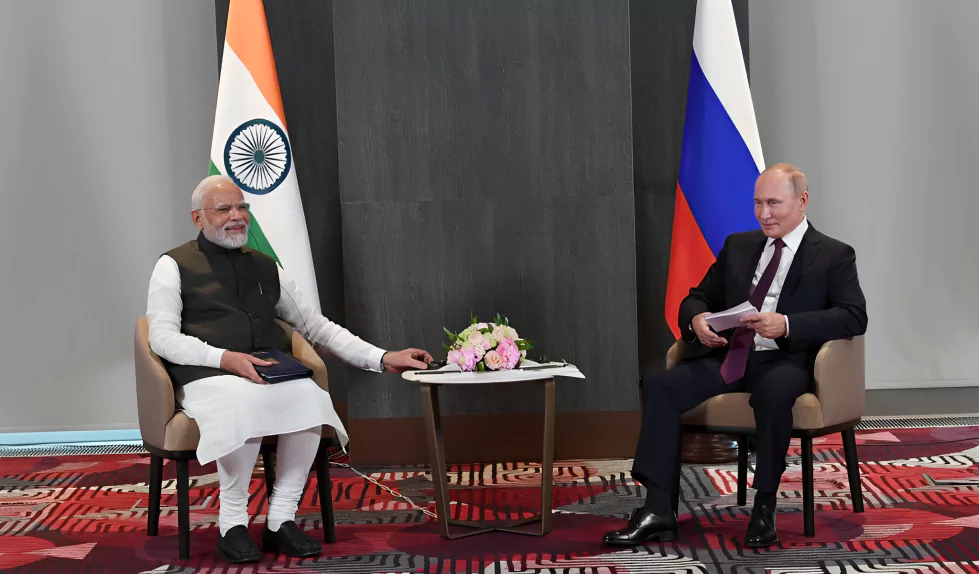 Vladimir Putin with Indian Prime Minister Narendra Modi