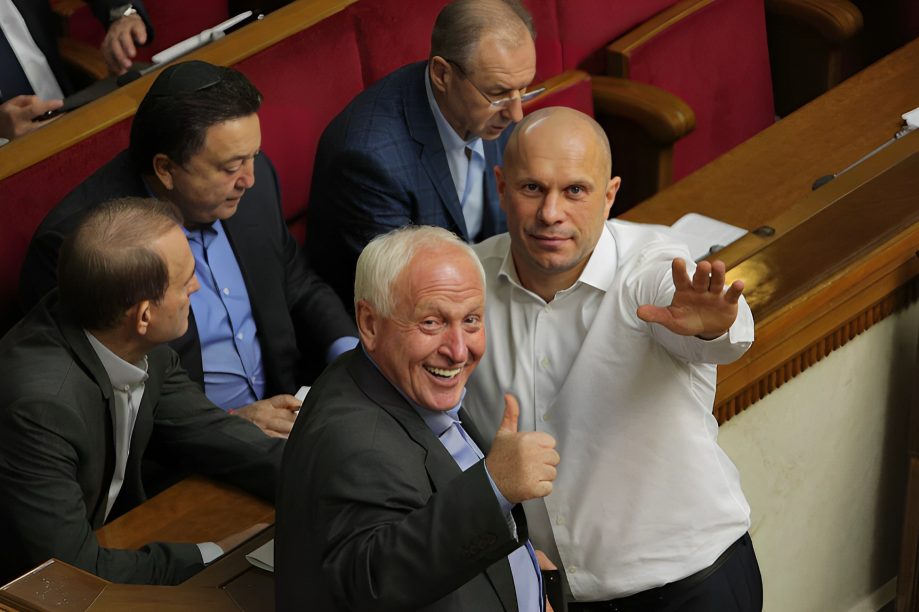 Mr Kyva (right) in Ukraine's parliament back in October 16, 2019. (AFP Sergii KharchenkoNurPhoto)
