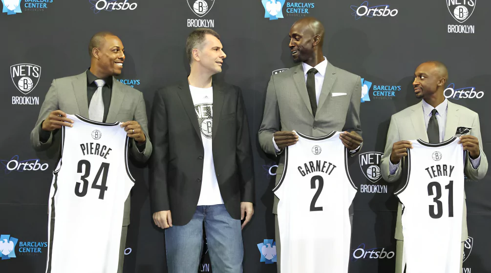 Mikhail Prokhorov with Brooklyn players