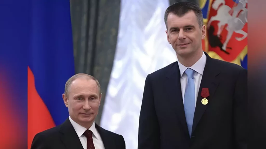 A picture of Vladimir Putin and Prokhorov