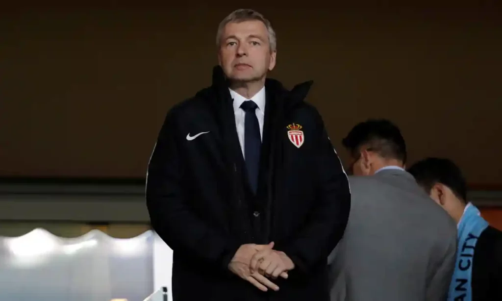 Dmitry Rybolovlev in the stands during an AS Monaco football match. Rybolovlev owns the club