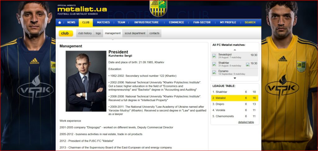 Sergey Vitalievich Kurchenko : Owner Of Football Club FC Metalist Kharkiv